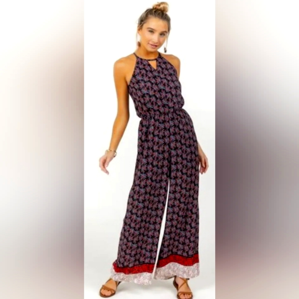 Miami Border Hem/ Print Jumpsuit